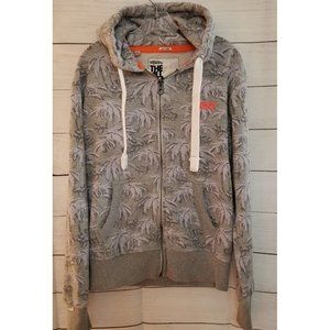 Superdry Men's L Palm Trees Gray Cotton Blend Full Zip Up Hoodie